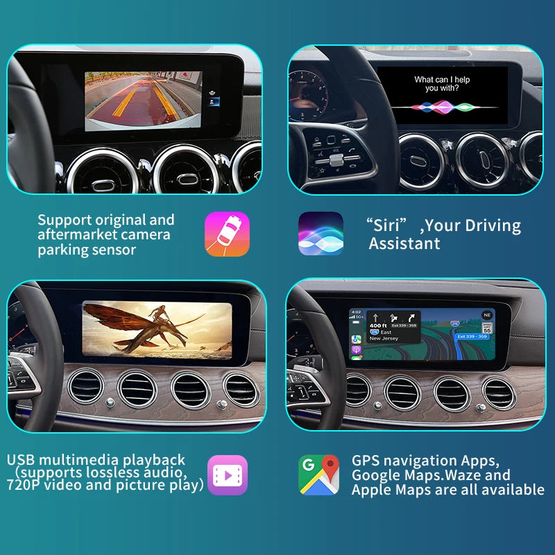 Mercedes Benz A B C E CLS CLA GLA GLB Class NTG 6.0 2018-2022 Wireless CarPlay Android Auto Mirror Link Airplay GPS AUTMABCNT