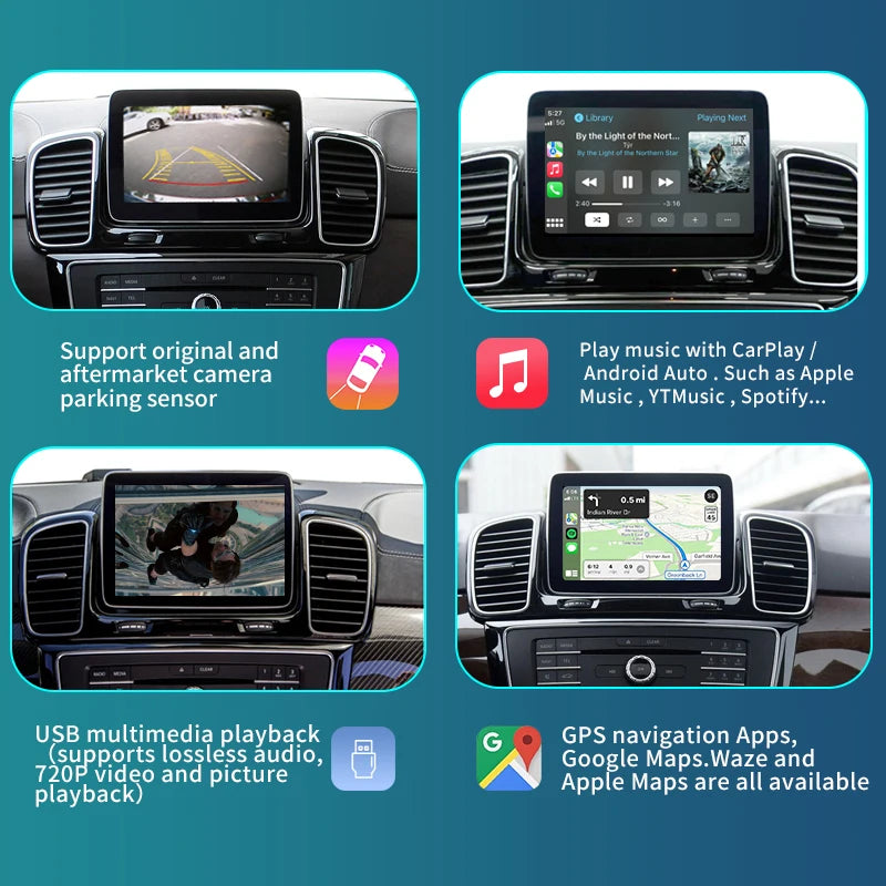 Mercedes Benz GLE GLS CLS 2014-2018 Wireless CarPlay Android Auto Mirror Link AirPlay GPS AUTMMBGGCS