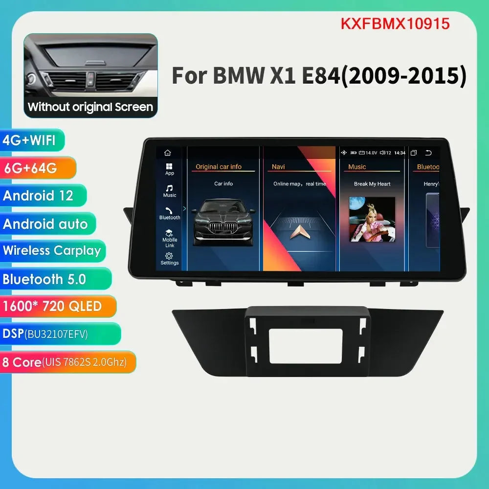 BMW X1 E84 CIC / SENZA MONITOR DI SERIE 2009-2015 10,25'' Android 14 HD IPS Multimedia Player 4G CarPlay Android Auto DSP