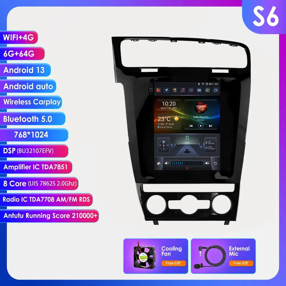 Volkswagen Golf 7 2014 -2018 9,7" Android 14 Carplay Android auto wireless wifi bt gps 4g AUTM7VKQ