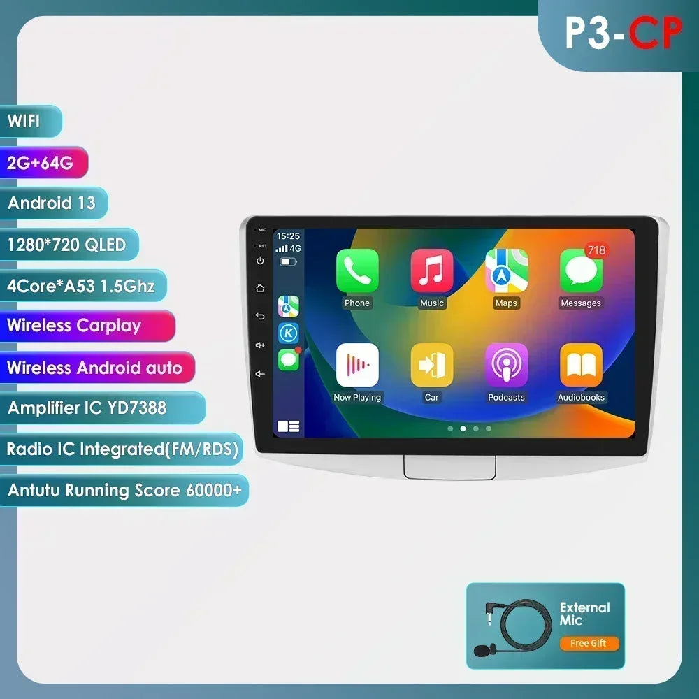 Volkswagen VW Passat B7 CC 2005-2013 10,1" Android 14 Carplay Android auto wireless wifi bt gps 4g AUTMBNJ2