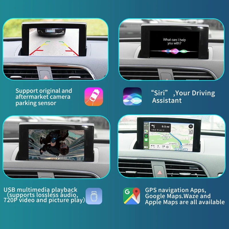 Audi Q3 2012-2018 Wireless Apple CarPlay Android Auto Mirror Link AirPlay Navigation AUTMAUDAQ3