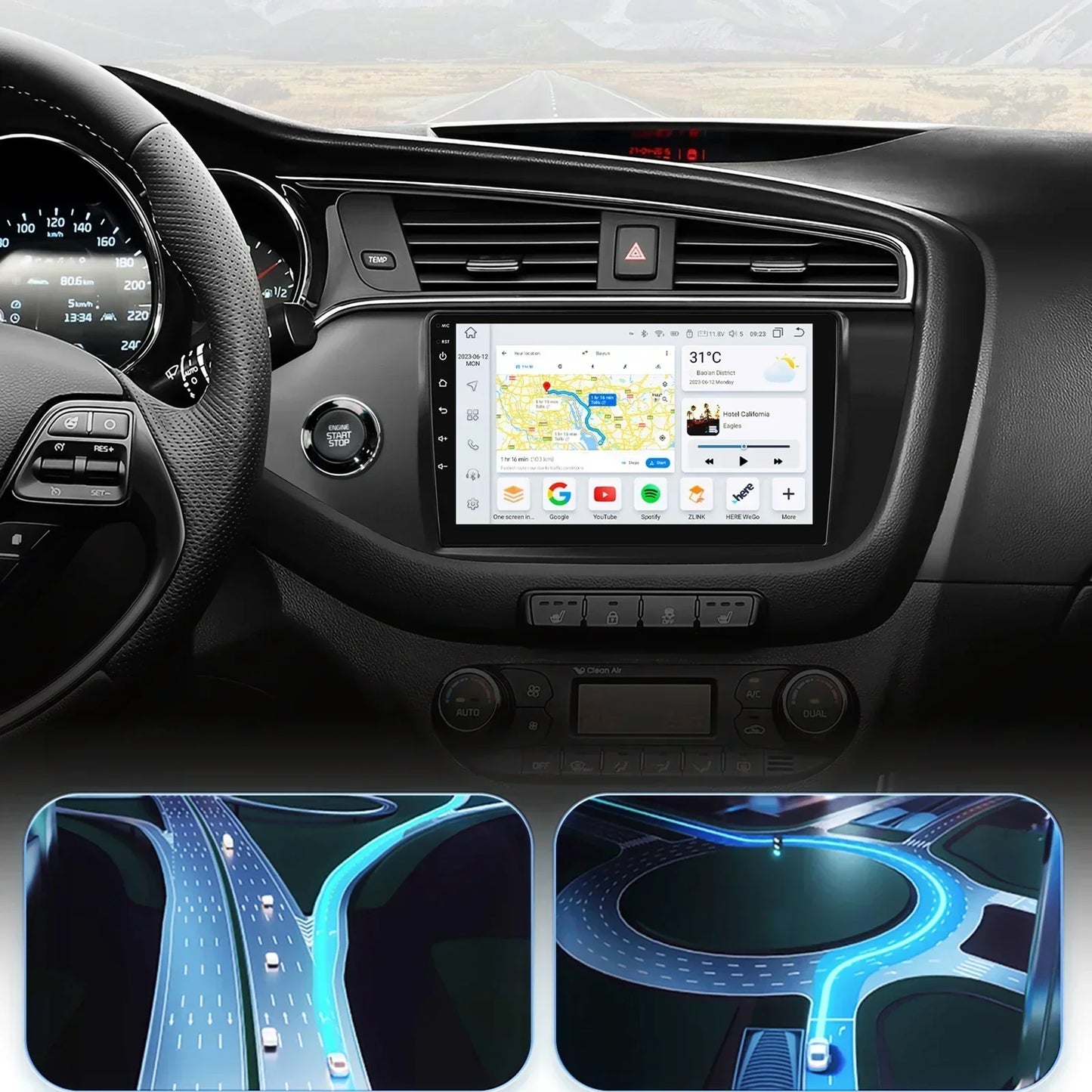 KIA Cee'd JD 2012 - 2016 9" Android 14 Carplay Android auto wireless wifi bt gps 4g AUTMQQ9Z