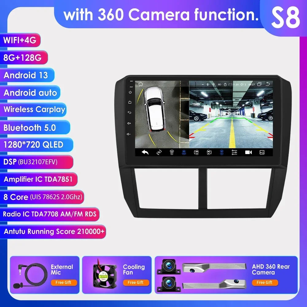 Subaru Forester 3 SH 2007-2013 Impreza WRX " Android 14 Carplay Android auto wireless wifi bt gps 4g AUTMFSTSB