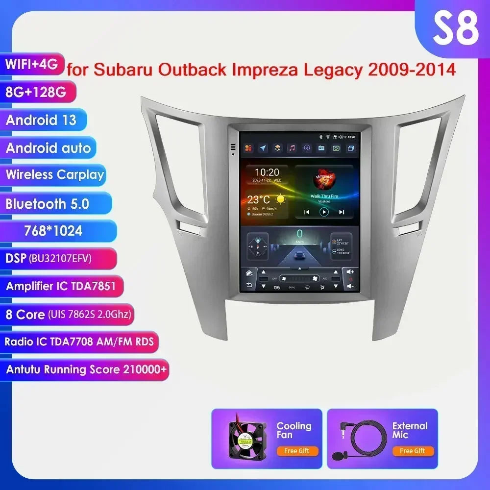 Subaru Outback Impreza Legacy 2009-2014 9,7" Android 14 Carplay Android auto wireless wifi bt gps 4g AUTMHDOL