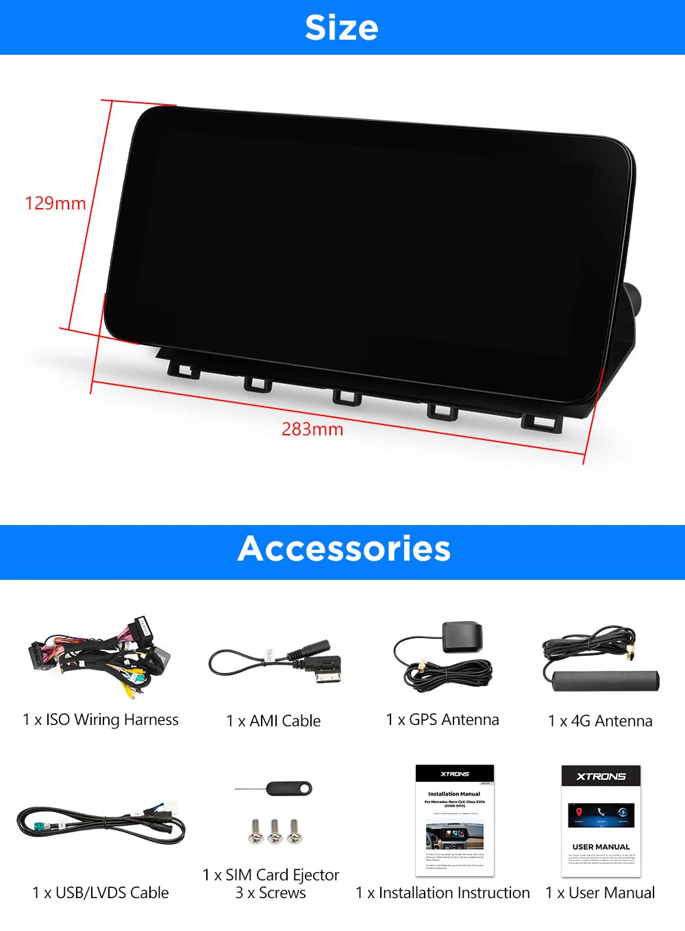 Mercedes GLK-Class X204 10.25'' Car Radio Android13 8 Core 8+128GB 4G CarPlay Android Auto WIFI QAM1245M12GLK45L