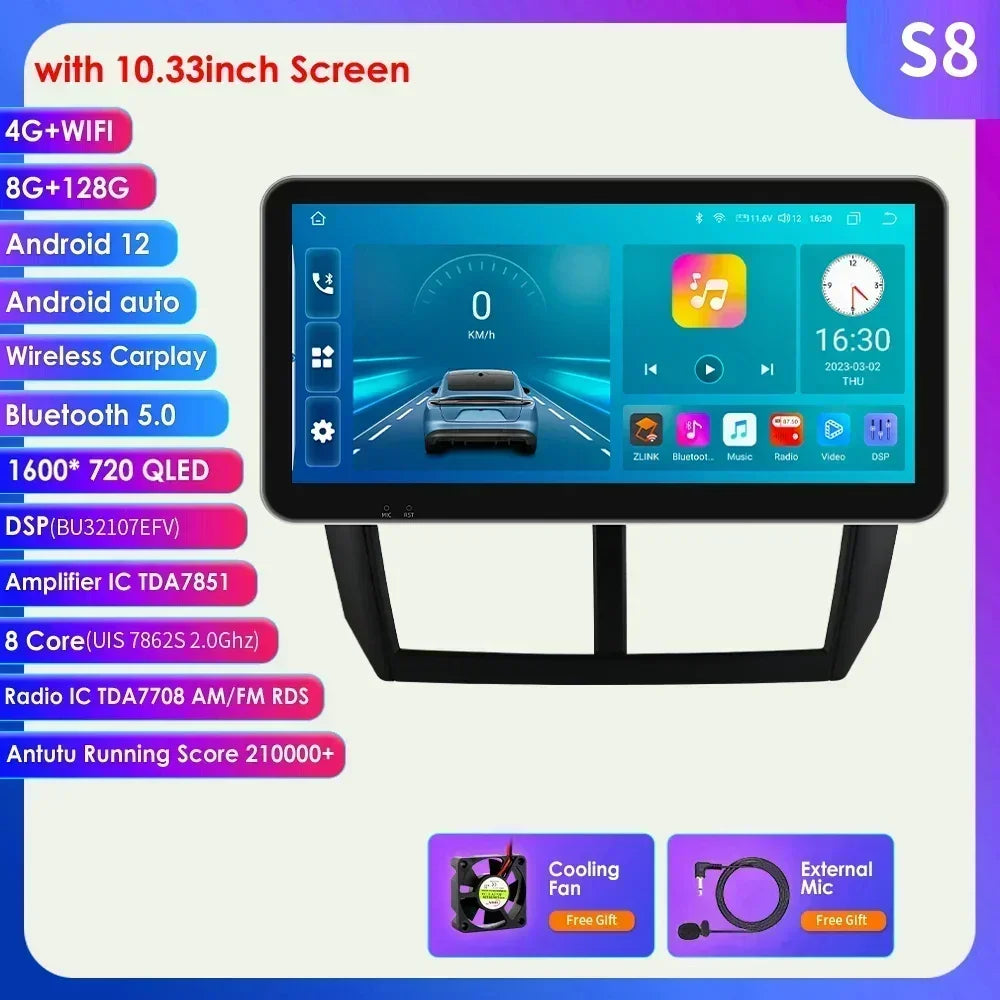 Subaru Forester 3 SH 2007-2013 Impreza WRX " Android 14 Carplay Android auto wireless wifi bt gps 4g AUTMFSTSB