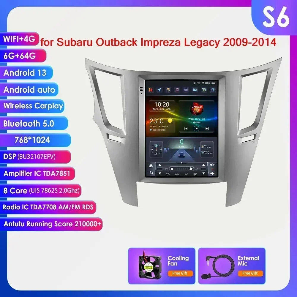 Subaru Outback Impreza Legacy 2009-2014 9,7" Android 14 Carplay Android auto wireless wifi bt gps 4g AUTMHDOL