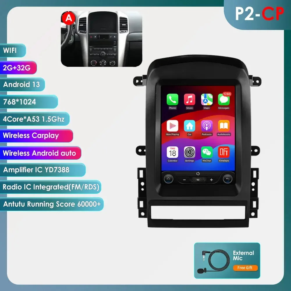 Chevrolet Captiva Sport 2006 - 2012 9,7" Android 14 Carplay Android auto wireless wifi bt gps 4g AUTMYZWN