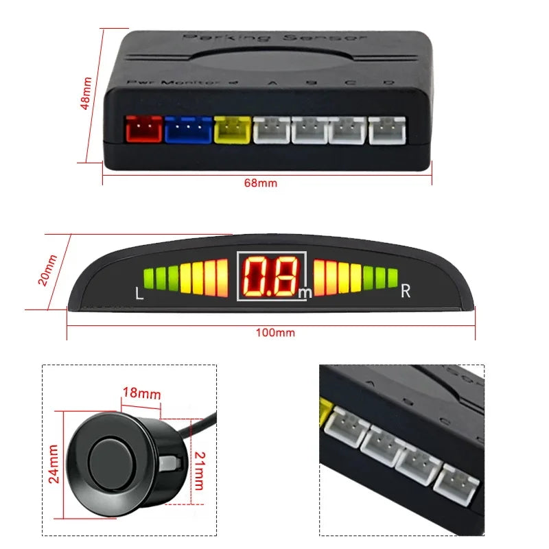 Sensori di parcheggio universali kit 4 pezzi nero/argento AUTMSPS1