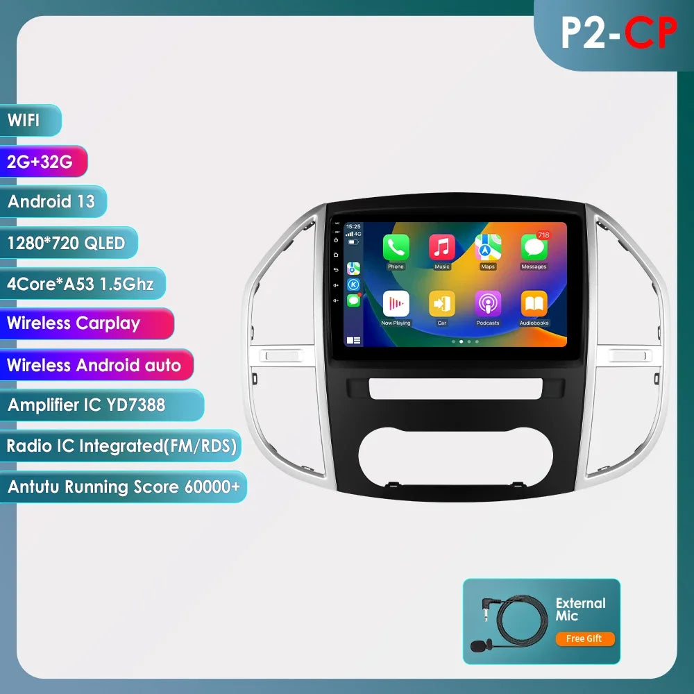 Mercedes Benz Vito W447 2014 - 2021 9" /10,33" Android 14 Carplay Android auto wireless wifi bt gps 4g AUTMCTCJ