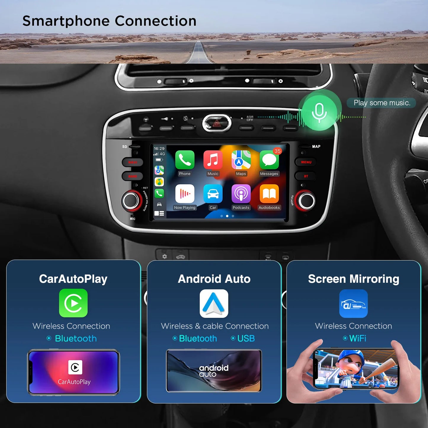 FIAT Punto evo 199 310 Linea 323 2012-2016 6.2" Android 13 Octa Core 4+64GB Car Multimedia Player for Built-in Carplay Android auto 4G PX62GPFL