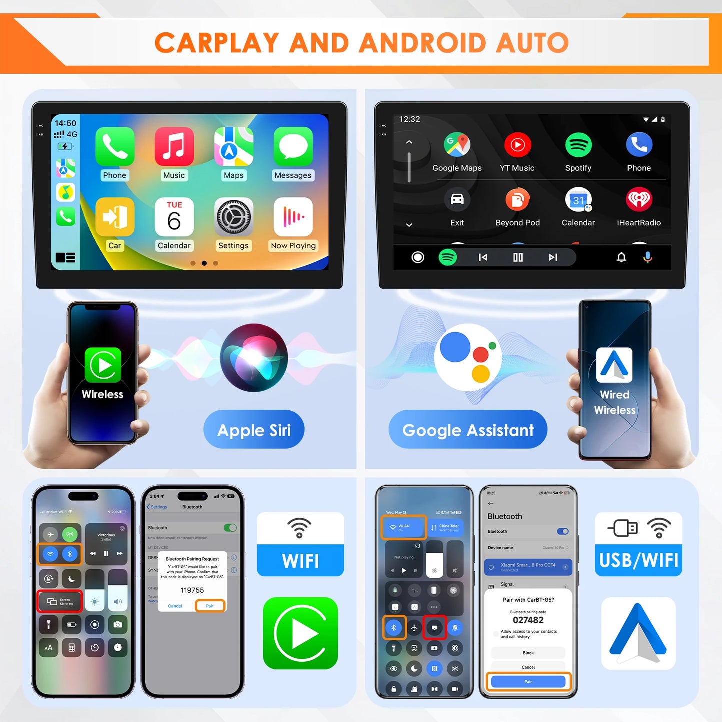 Opel Grandland X Crossland X 2016 - 2020 9" Android 14 Carplay Android auto wireless wifi bt gps 4g AUTM0DD7