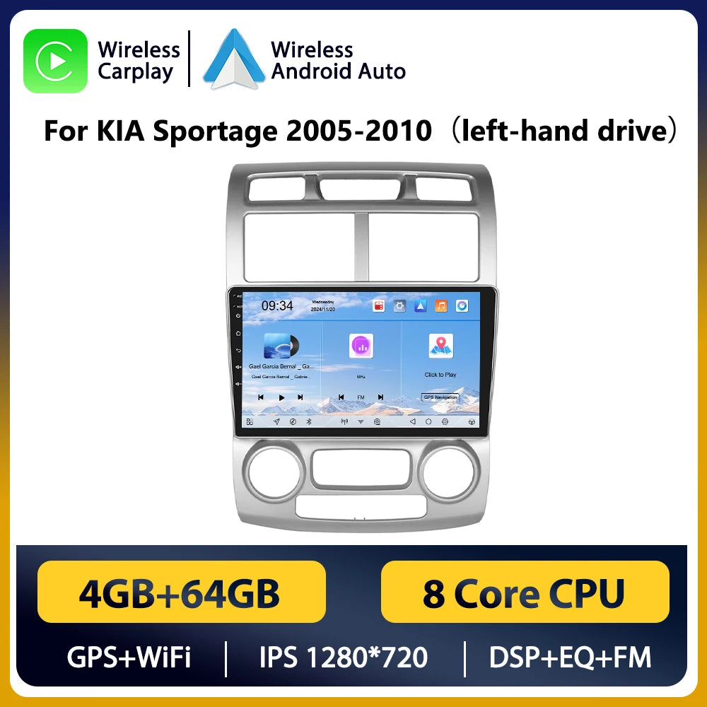 KIA Sportage 2005-2010 9" Android 14 Carplay Android auto wireless wifi bt gps 4g AUTMVR4R