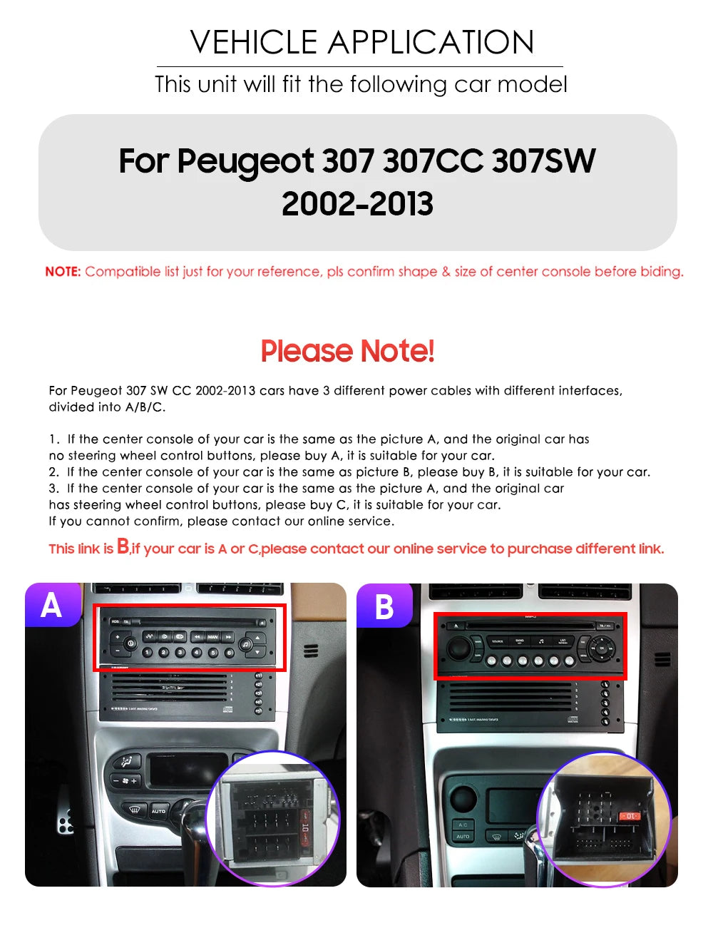 Peugeot 307 SW 307CC 307SW 2002 - 2013 9" Android 14 Carplay Android auto wireless wifi bt gps 4g AUTMRUTY