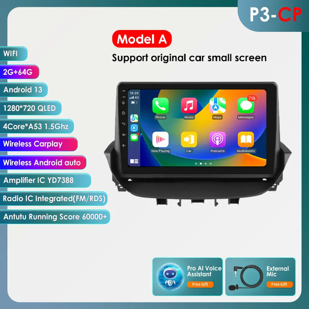 Renault Laguna 2 2001-2007 9" Android 14 Carplay Android auto wireless wifi bt gps 4g AUTMTAL9