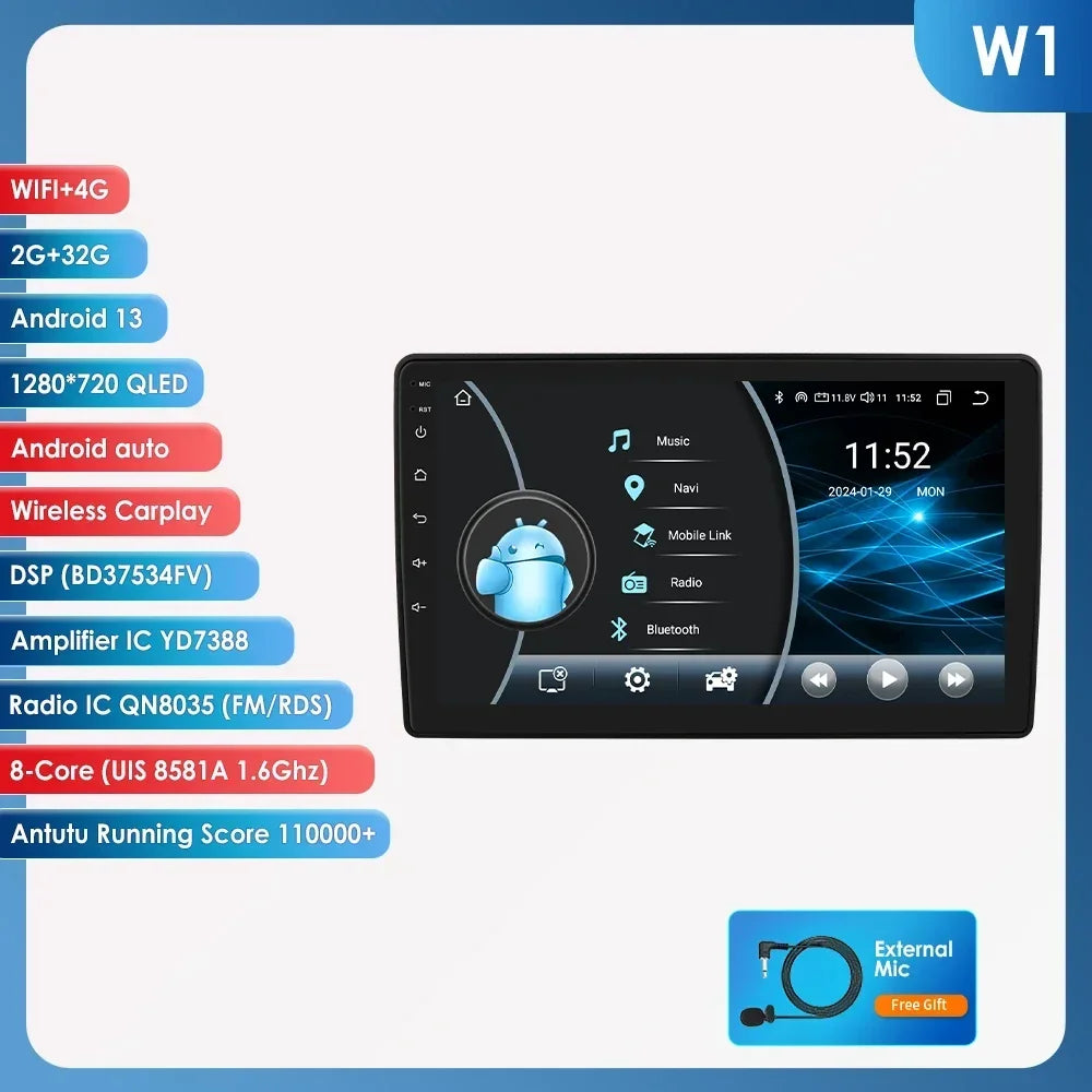 Citroen Berlingo 2 B9 / Peugeot Partner 2008-2019 9" Android 14 Carplay Android auto wireless wifi bt gps 4g AUTM8CQ4