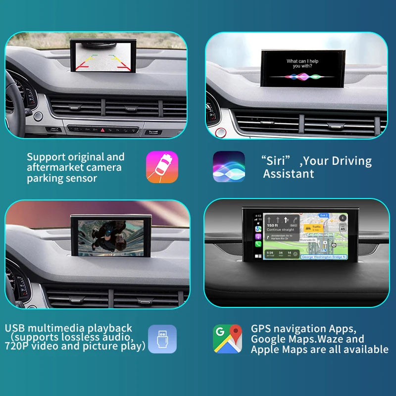 Audi Q7 2010-2015 Wireless Apple CarPlay Android Auto Mirror Link AirPlay Navigation AUTMADIQ7