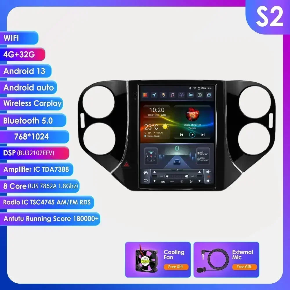 Volkswagen Tiguan 1NF 2007-2016 9,7" " Android 14 Carplay Android auto wireless wifi bt gps 4g AUTMQ522