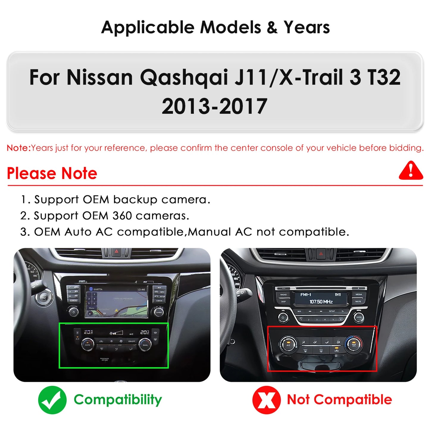 Nissan Qashqai J11 X-Trail 3 T32 2013-2017 9" Android 14 Carplay Android auto wireless wifi bt gps 4g AUTM5DN7