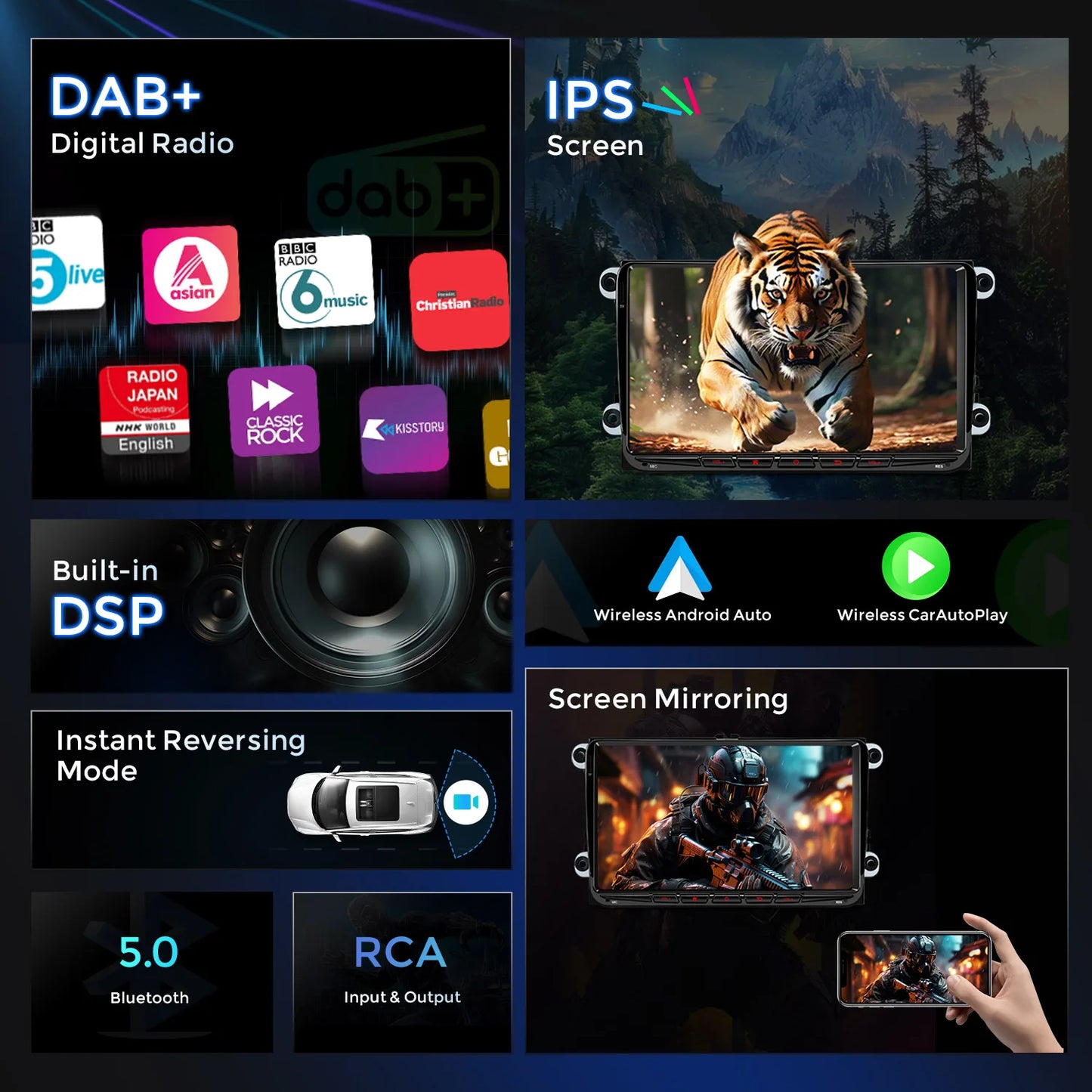 9" Linux IPS car Stereo Multimedia Player per Volkswagen /SKODA / SEAT DAB integrato Wireless CarPlay android auto USB AV PL9MTVD