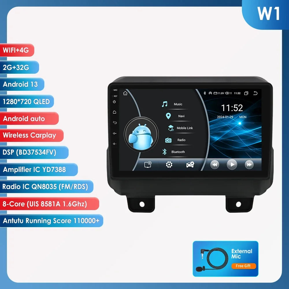 JEEP Wrangler 2018 -2021 9" Android 14 Carplay Android auto wireless wifi bt gps 4g AUTMOFKI