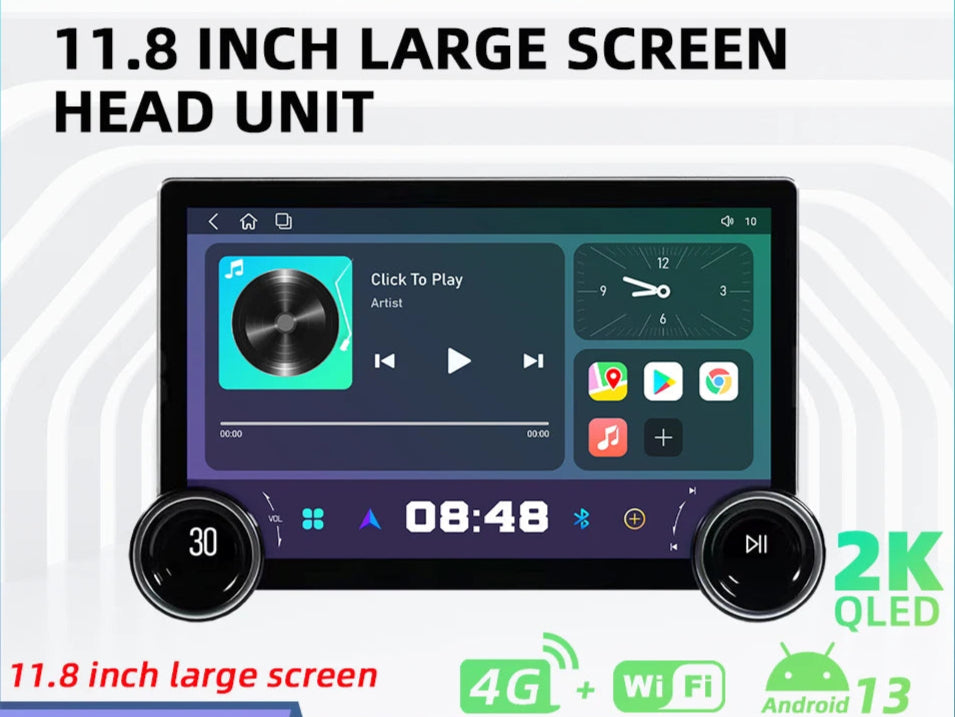 11.8 " Screen 2 Din 10 core Android 13 Radio RDS Navi Carplay Android auto WiFi usb AUTMUNI11
