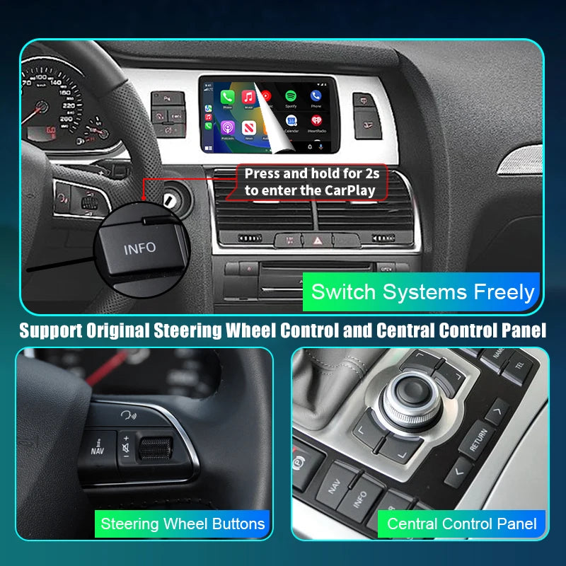 Audi Q7 2010-2015 Wireless Apple CarPlay Android Auto Mirror Link AirPlay Navigation AUTMADIQ7