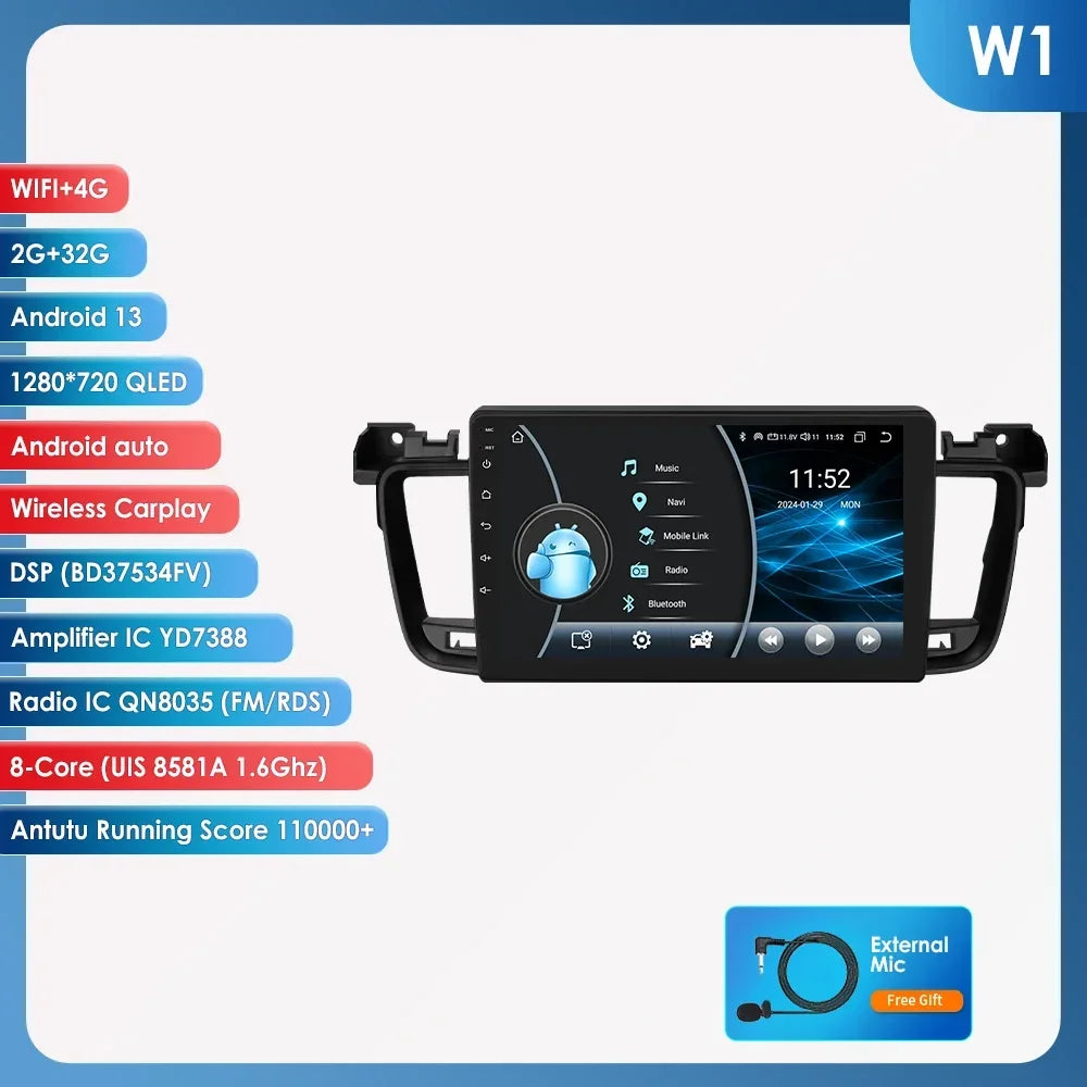 Peugeot 508 508SW 2011-2018 9" / 10,33" Android 14 Carplay Android auto wireless wifi bt gps 4g AUTM8VXQ