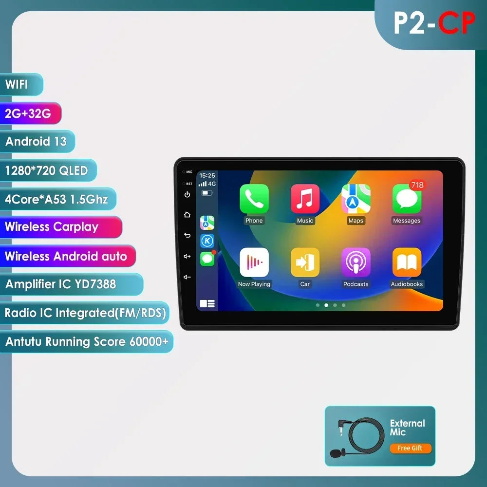 Fiat Ducato Peugeot Boxer Citroen Jumper 2 2006-2022 9" Android 14 Carplay Android auto wireless wifi bt gps 4g AUTM7UCV