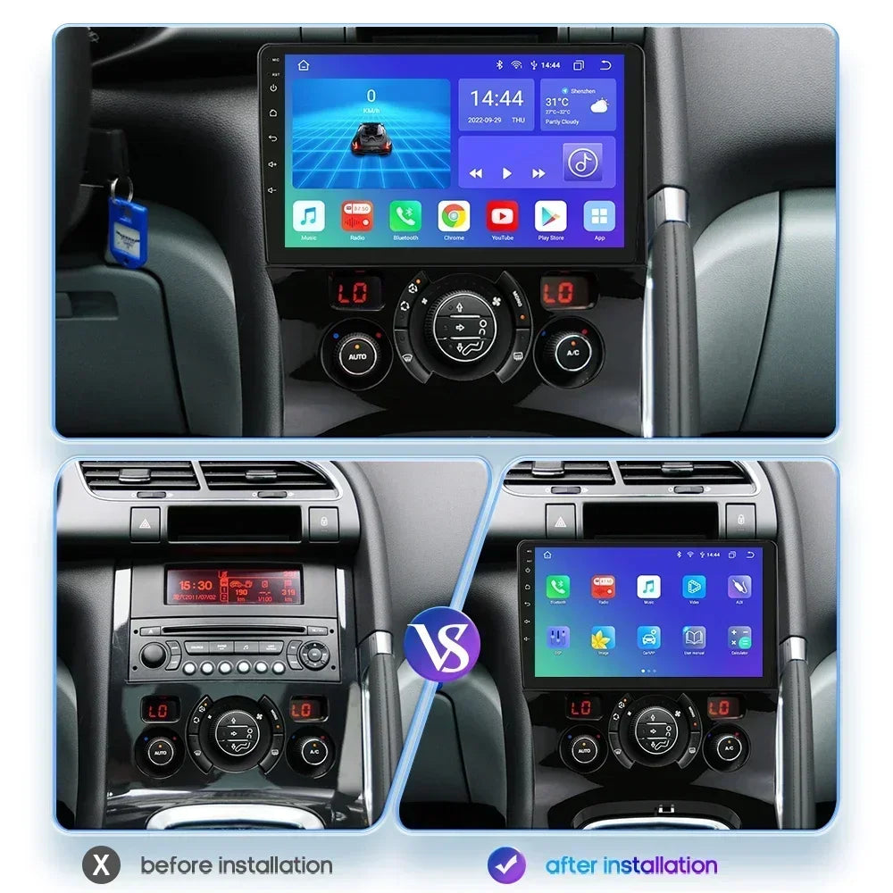 Peugeot 3008 5008 2009-2015 9" Android 14 Carplay Android auto wireless wifi bt gps 4g AUTMGA43