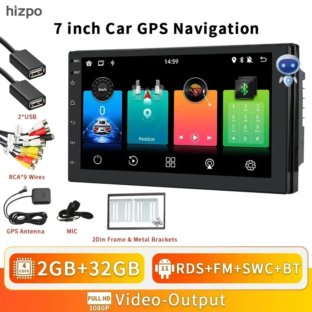 Universale 2 DIN 7" Android 14 Carplay Android auto wireless wifi bt gps 4g AUTMIYLG