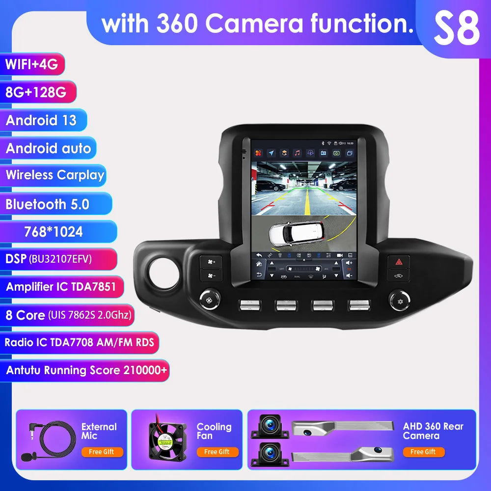 Jeep Wrangler JL Gladiator 2018-2023 9,7" Android 14 Carplay Android auto wireless wifi bt gps 4g AUTM4XE5