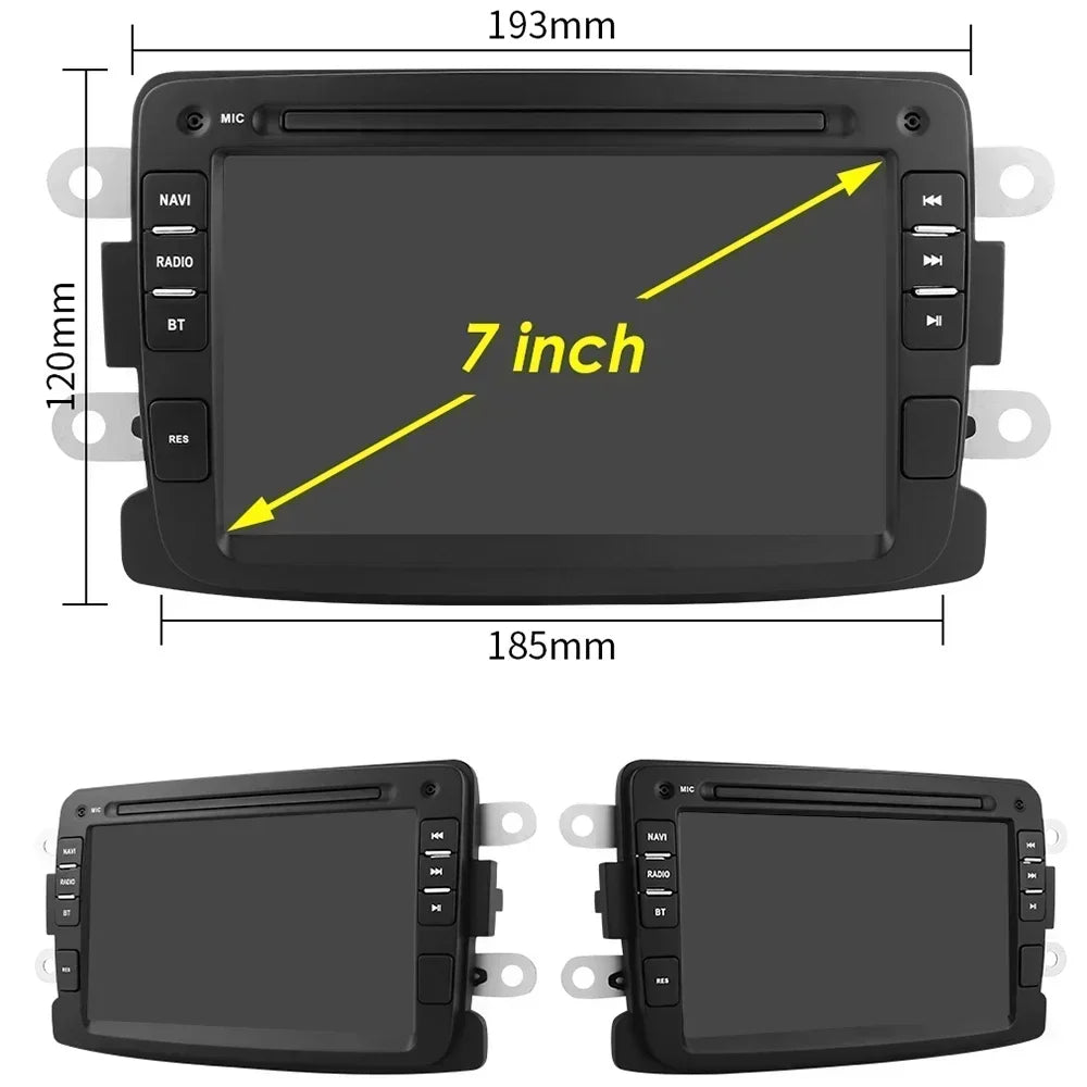 Dacia Logan Dokker Duster Sandero Lodgy Renault Captur 2011-2017 7" Android 14 Carplay Android auto wireless wifi bt gps 4g AUTMSQF6