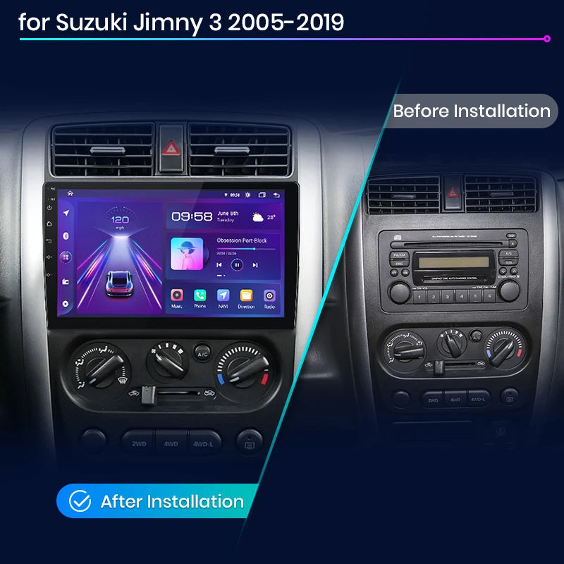 Suzuki Jimny 3 2005-2019 V1pro AI Voice Car Radio Carplay Android Auto Multimedia Player BT 4G RDS GPS autoradio AUTMSUZKJM3