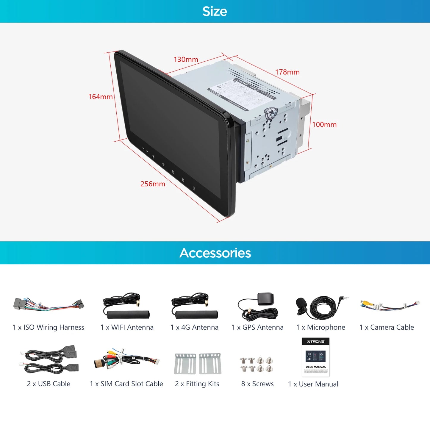10.1" Universal 2 DIN girevole Multimedia Player Android 13 4+64GB octacore QLED Car Stereo Built-in 4G CarPlay AA DSP TX121L
