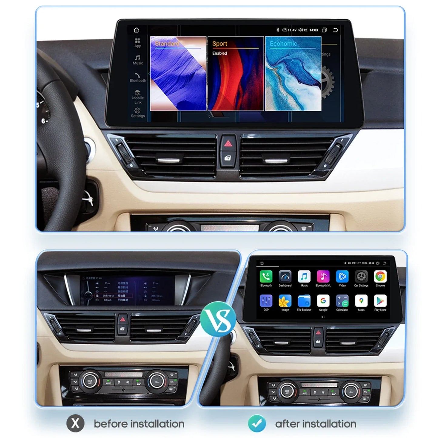 BMW X1 E84 CIC / SENZA MONITOR DI SERIE 2009-2015 10,25'' Android 14 HD IPS Multimedia Player 4G CarPlay Android Auto DSP