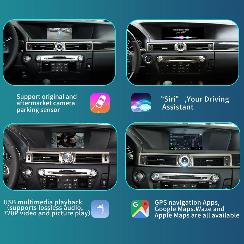 Lexus GS 2015-2017 Wireless CarPlay Android Auto AirPlay Mirror Link USB Player GPS AUTMLXSGS7