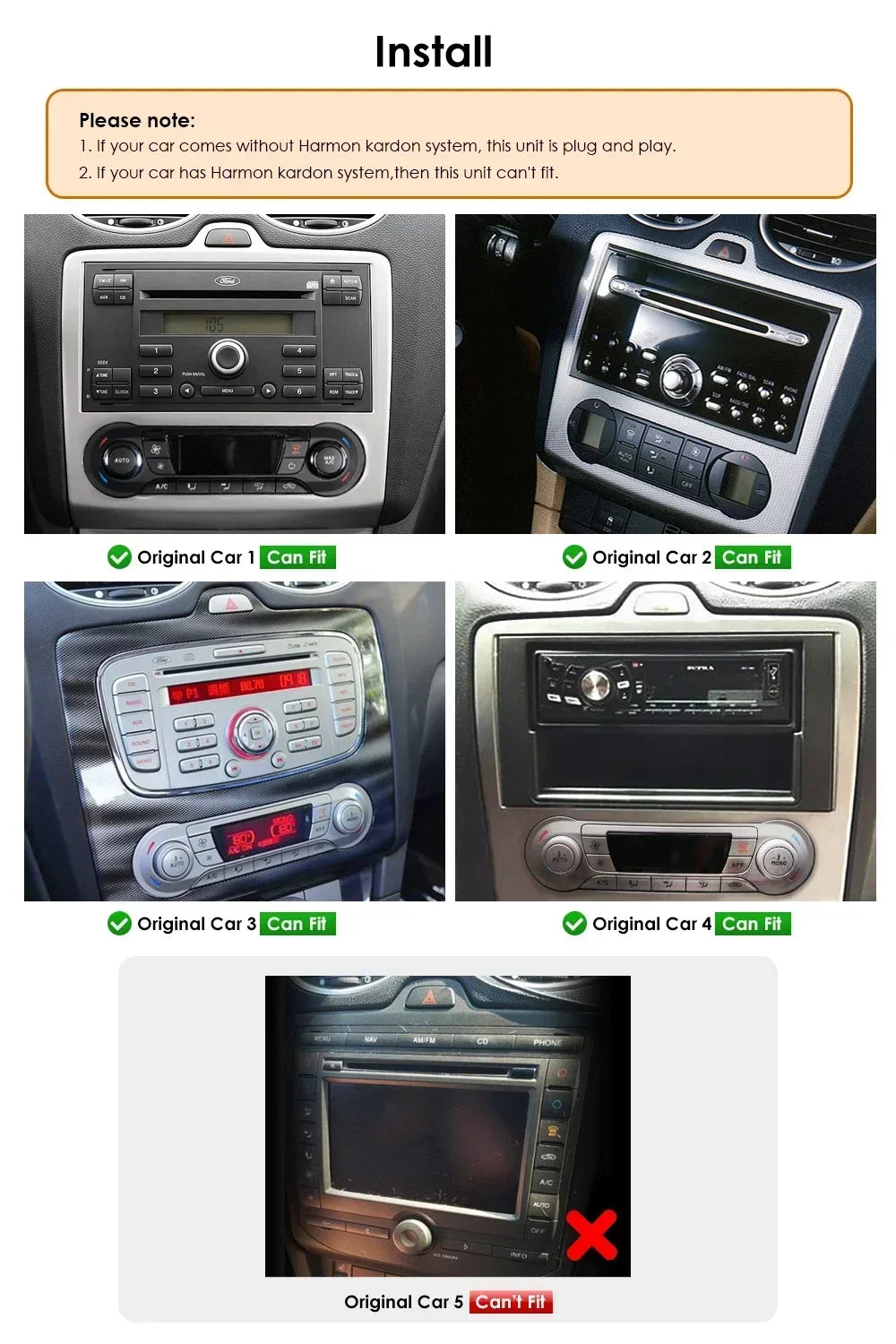 Ford Focus 2004-2011 9" / 10,33" Android 14 Carplay Android auto wireless wifi bt gps 4g AUTMQRQU
