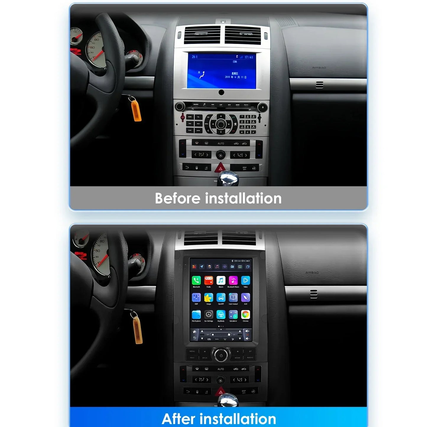 Peugeot 407 SW 2004 - 2011 9,7" Android 14 Carplay Android auto wireless wifi bt gps 4g AUTMQDUN