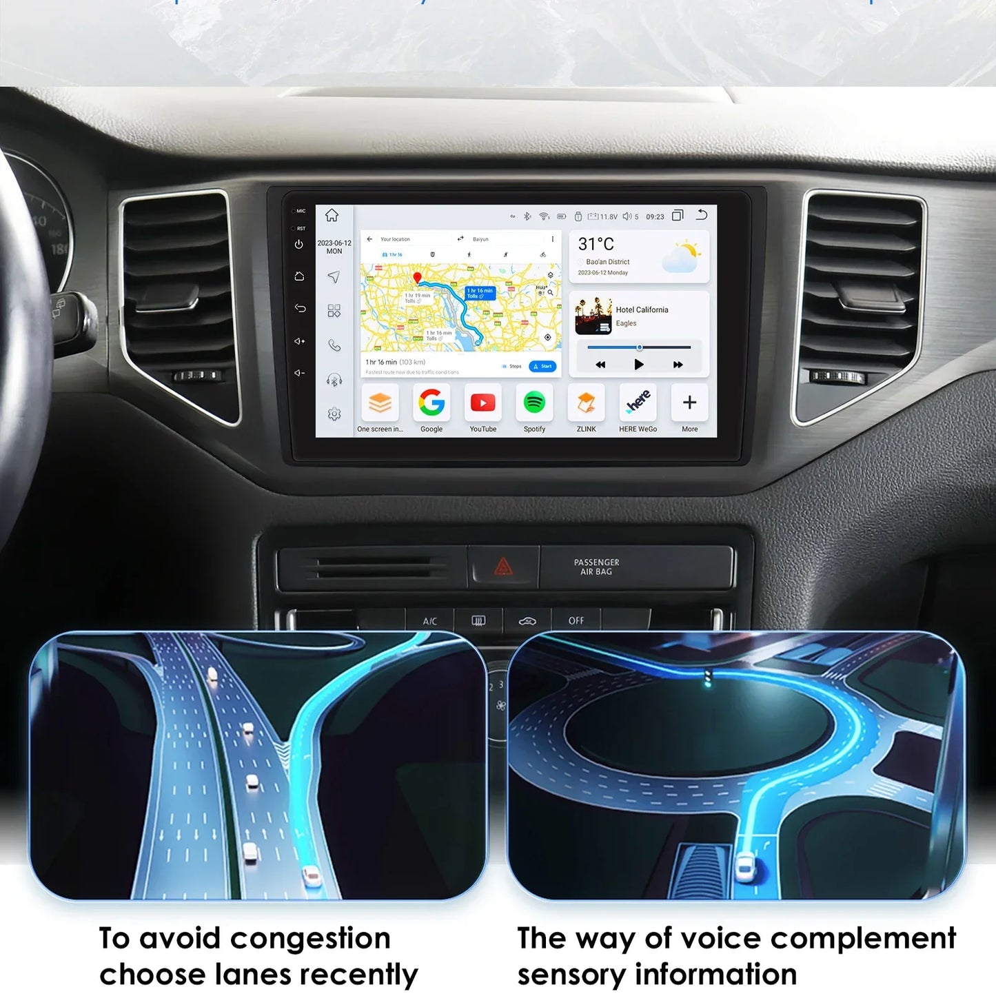 VW MQB Polo Plus T-Cross Zoals T-Kruis T-Roc Tharu Sagitar 9" Android 14 Carplay Android auto wireless wifi bt gps 4g AUTMLMGF