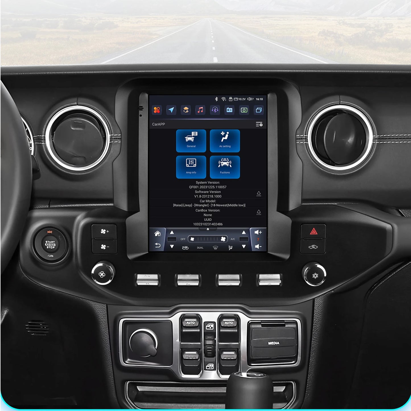 Jeep Wrangler JL Gladiator 2018-2023 9,7" Android 14 Carplay Android auto wireless wifi bt gps 4g AUTM4XE5