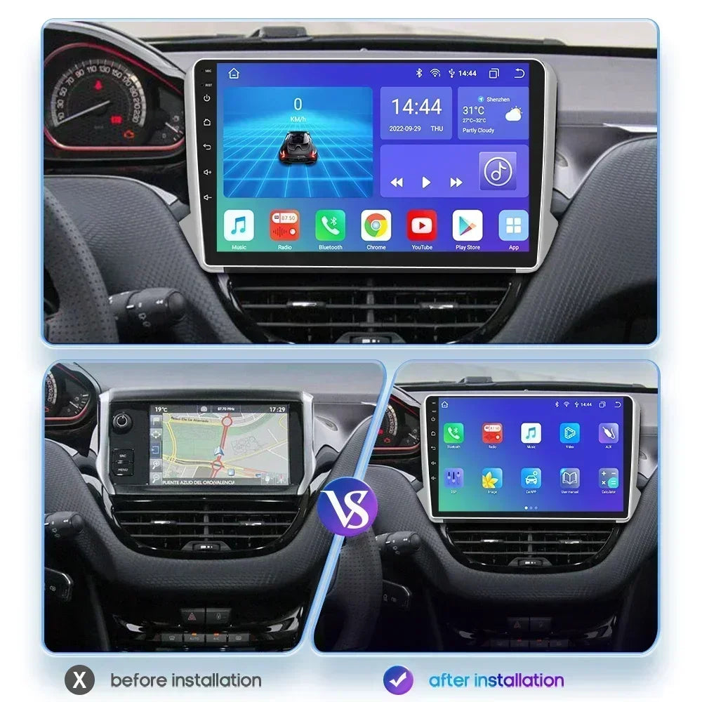 Peugeot 208 2008 Series 2012-2018 9" Android 14 Carplay Android auto wireless wifi bt gps 4g AUTM0LAH