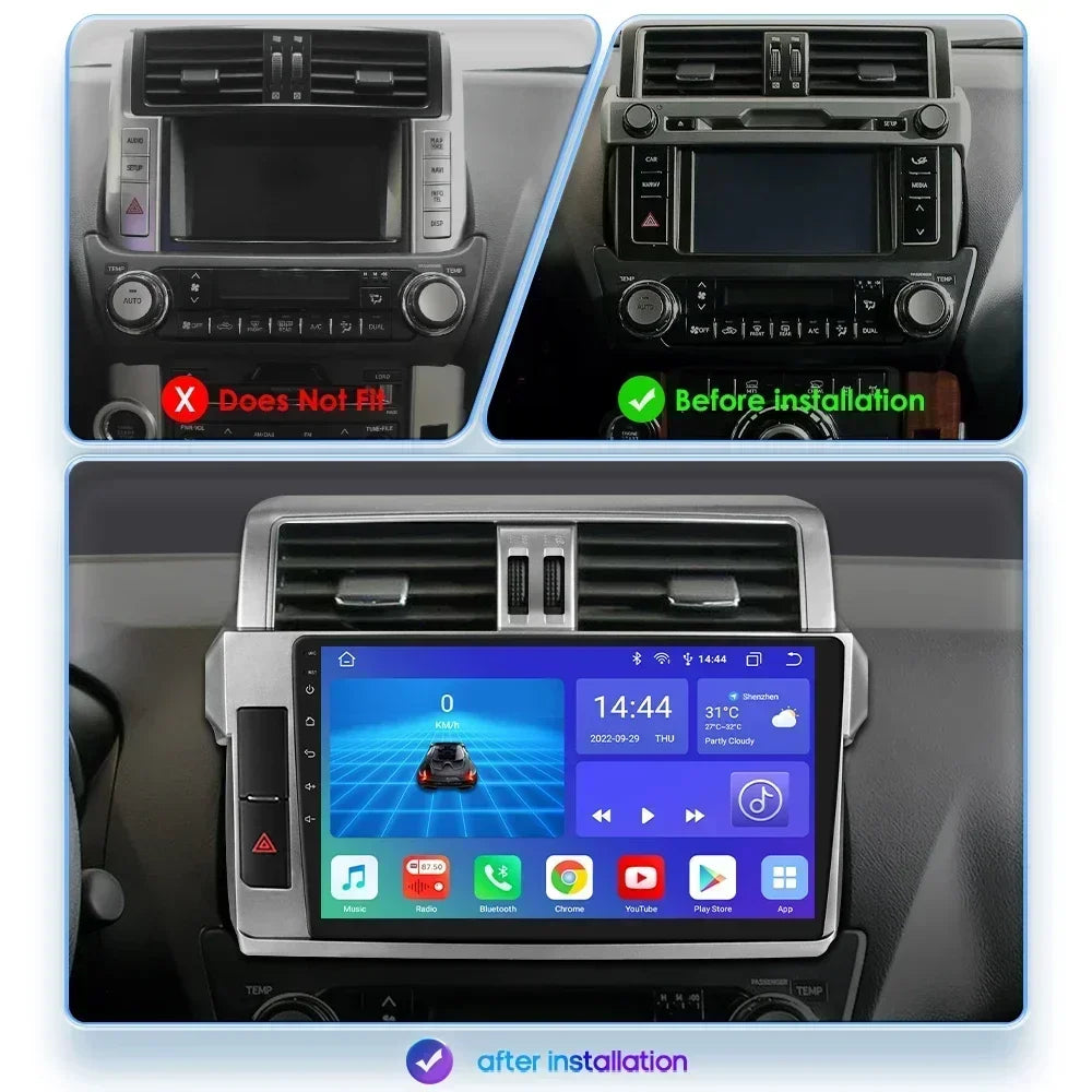 Toyota Land Cruiser Prado 150 2013 - 2017 9" Android 14 Carplay Android auto wireless wifi bt gps 4g AUTMPRCLLT