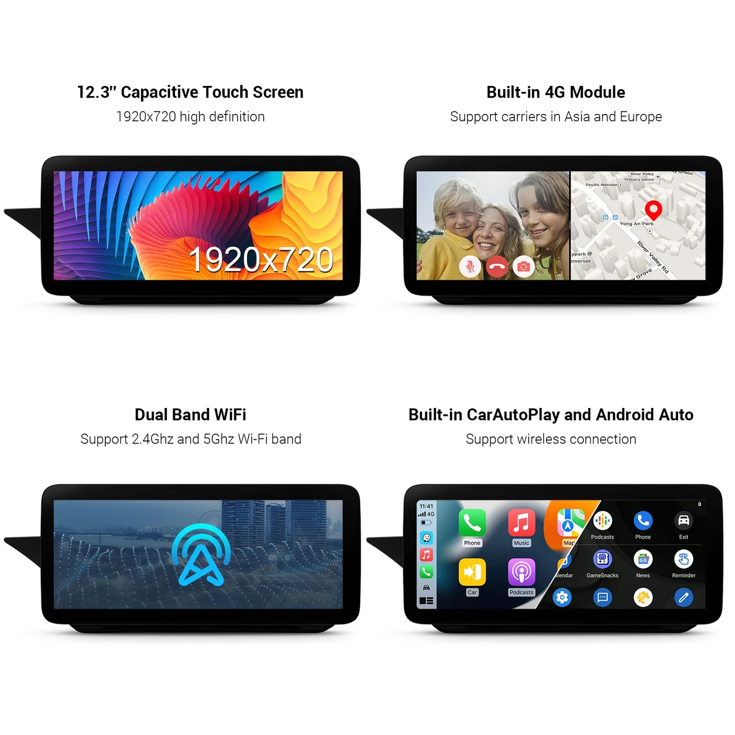 Mercedes W212 S212 NTG4.0 / NTG 5.2 12.3'' Android 12 8+128 Octa core Car Radio CarPlay Android auto 4G QXM2245PM12EL
