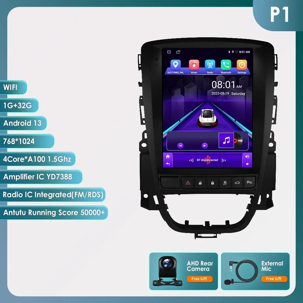 Opel Astra J Vauxhall Buick Verano 2009-2013 9,7" Android 14 Carplay Android auto wireless wifi bt gps 4g AUTMPT97