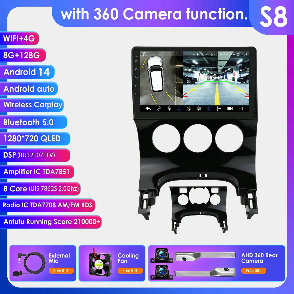 Peugeot 3008 5008 2009-2015 9" Android 14 Carplay Android auto wireless wifi bt gps 4g AUTMGA43