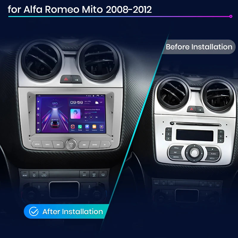 Alfa Romeo Mito 2008 -2012 7" Wireless CarPlay Android Auto Radio RDS WIFI BT GPS AUTMAFRMT2