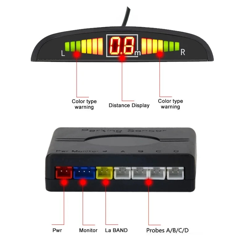 Sensori di parcheggio universali kit 4 pezzi nero/argento AUTMSPS1