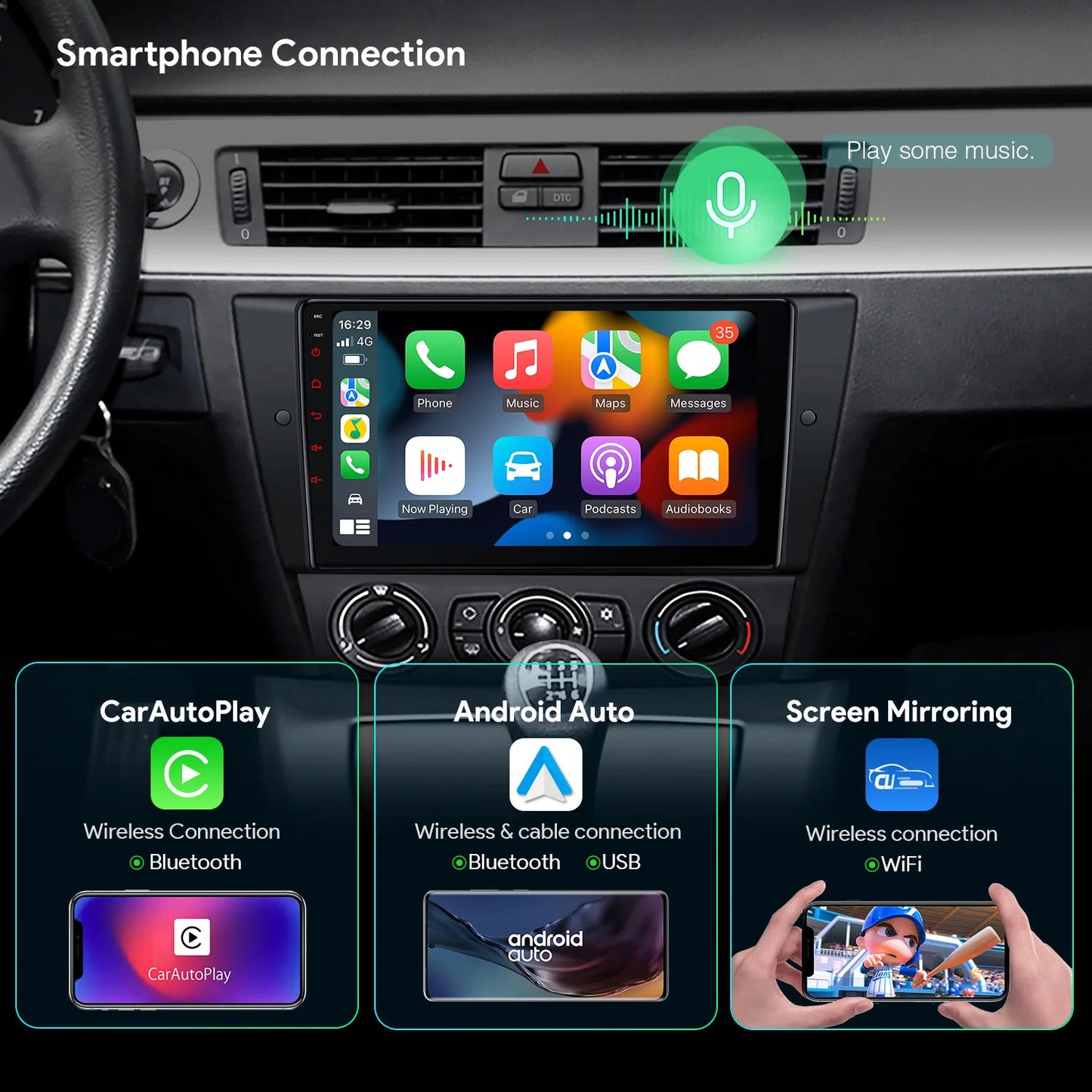 BMW E90 Sedan E91 Touring E92 Coupe E93 M3 9" Android 13 Octa Core 4+64GB Car Radio DSP CP Global 4GLTE IAP9290BS